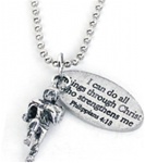 Football Player Necklace / Philippians 4:13 (I Can Do All Things)