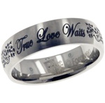 True Love Waits Ring (Cursive/Flowers)