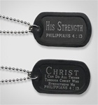 His Strength / Philippians 4:13 (Dog Tag/Black)