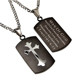 Man of God / 1 Timothy 6:11 (Black Shield Cross on Upgrade Chain)